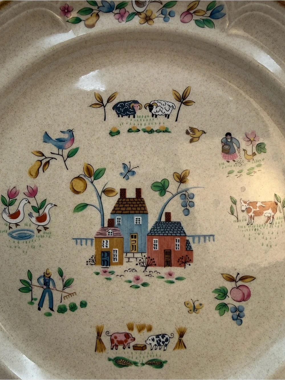 International Heartland Stoneware Round 12” Serving Platter Japan Cottage Core